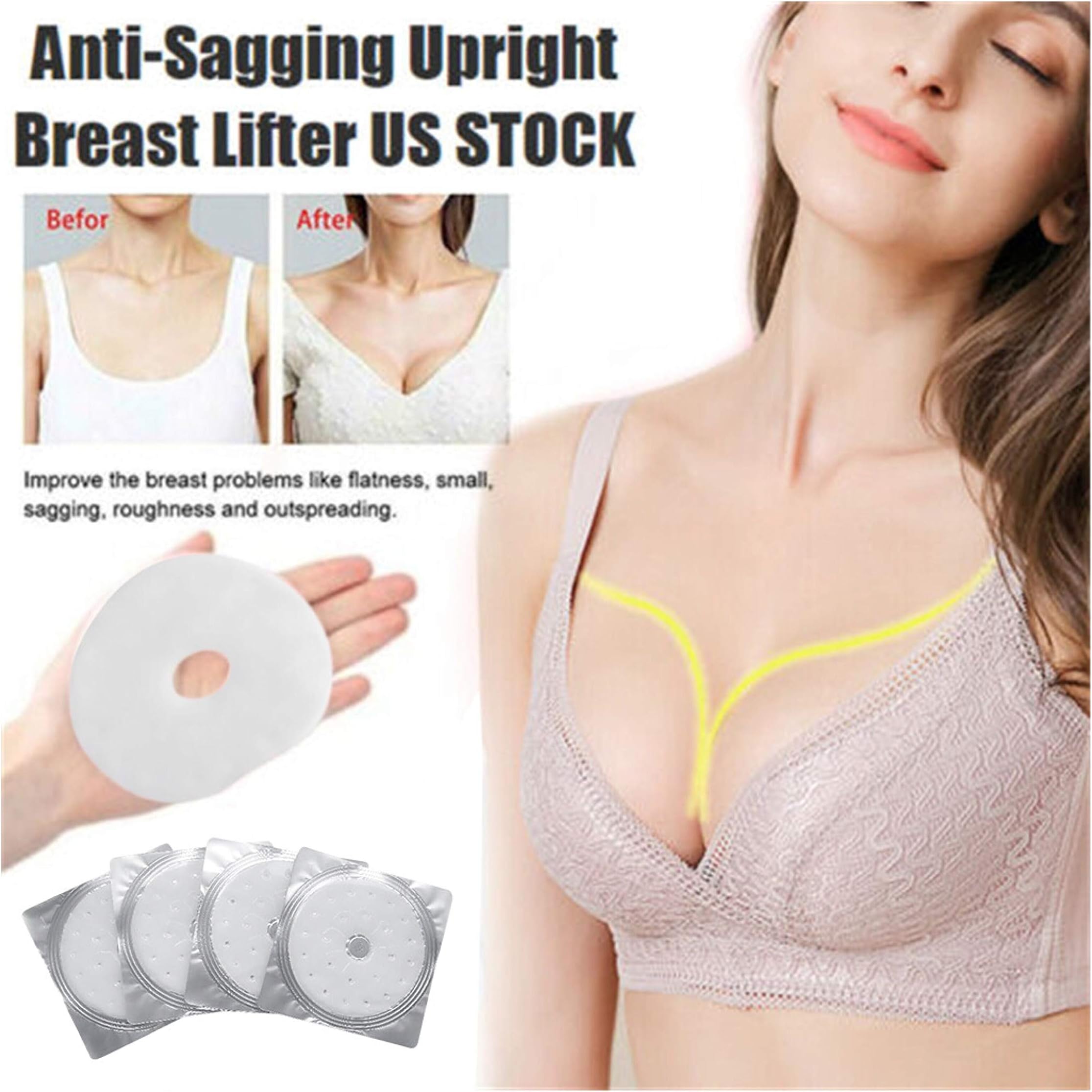 Kalmstore Anti-Sagging Upright Breast Lifter Breast Enhancer Patch Multi Pcs Strong Breast Mask (4Pcs)
