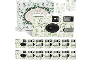ENTALLOR 12 Pack Disposable Cameras for Wedding Bulk, Watercolor Eucalyptus Single-Use One Time Film Cameras with Flash for Birthday Baby Shower Gathering Wedding 35mm lSO 400 Color Film 17 Exposures