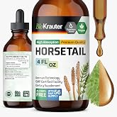 BIO KRAUTER Horsetail Supplement for Hair, Skin &amp; Nails, 4 Fl.Oz | Vegan &amp; Pure Horsetail Herb Liquid Drops, Silica Hair Supplement, Alcohol &amp; Sugar Free, 56 Days of Supply