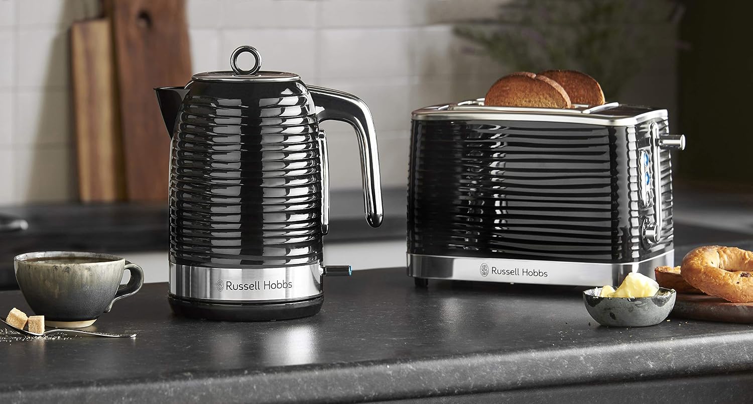 Russell Hobbs 24371 Inspire High Gloss Plastic Two Slice Toaster, Black with Kettle - Image 5