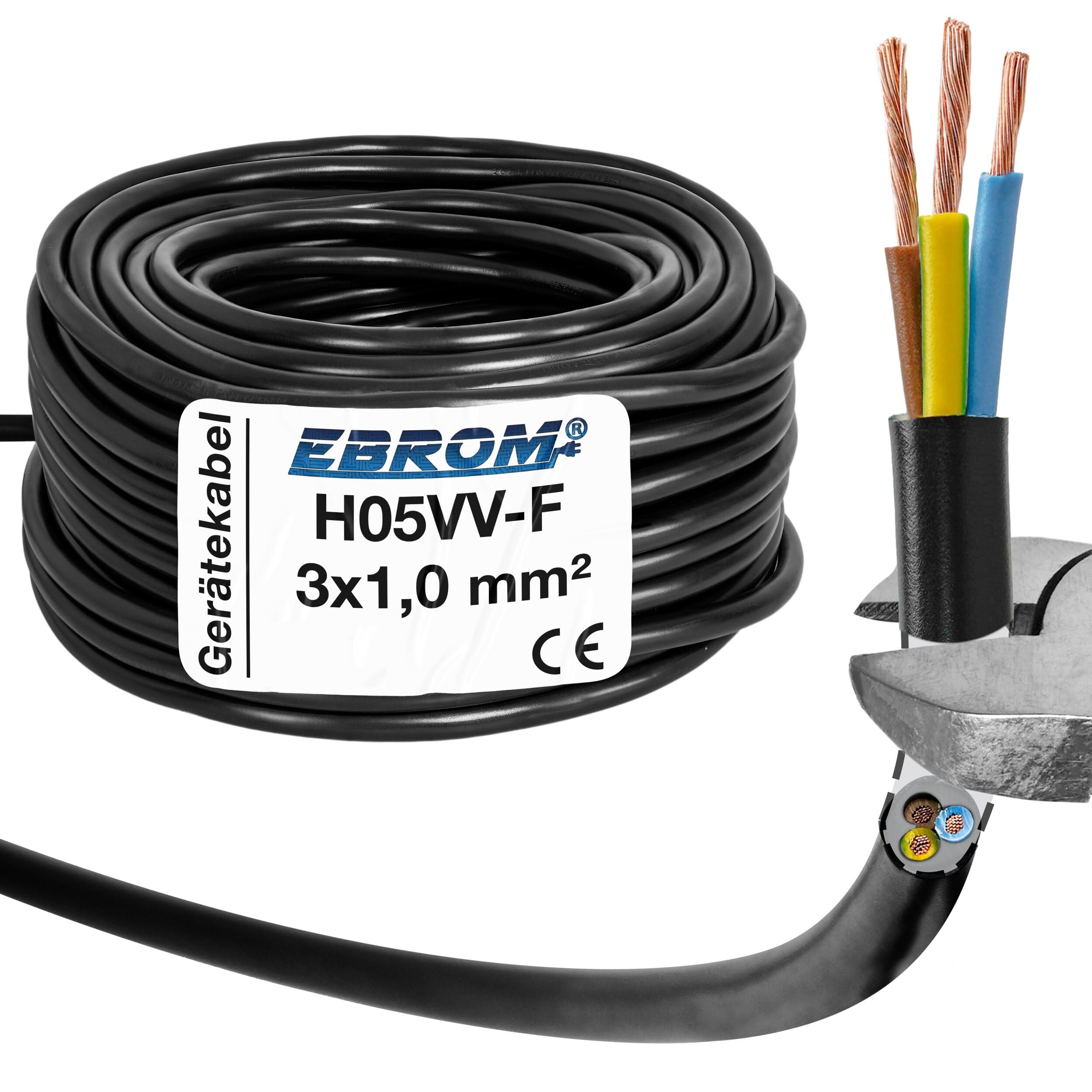 Hose Line H05VV-F 3G 1 mm² - 3 x 1.0 mm² - Black - 10 m, 25 m, 50 m and 100 m