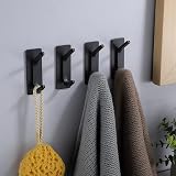 GlazieVault Black Coat Hooks 10 Pack Zinc Alloy Heavy Duty Wall Mounted Adhesive view 4