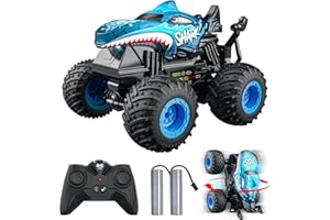 ACAMMZAR Remote Control Car, 2.4GHz Remote Control Monster Truck, RC Trucks 2 Battery 60 Mins+, RC Stunt Cars Toys with Light Sound, Indoor Outdoor All Terrain for Boys Kids Adults, Blue