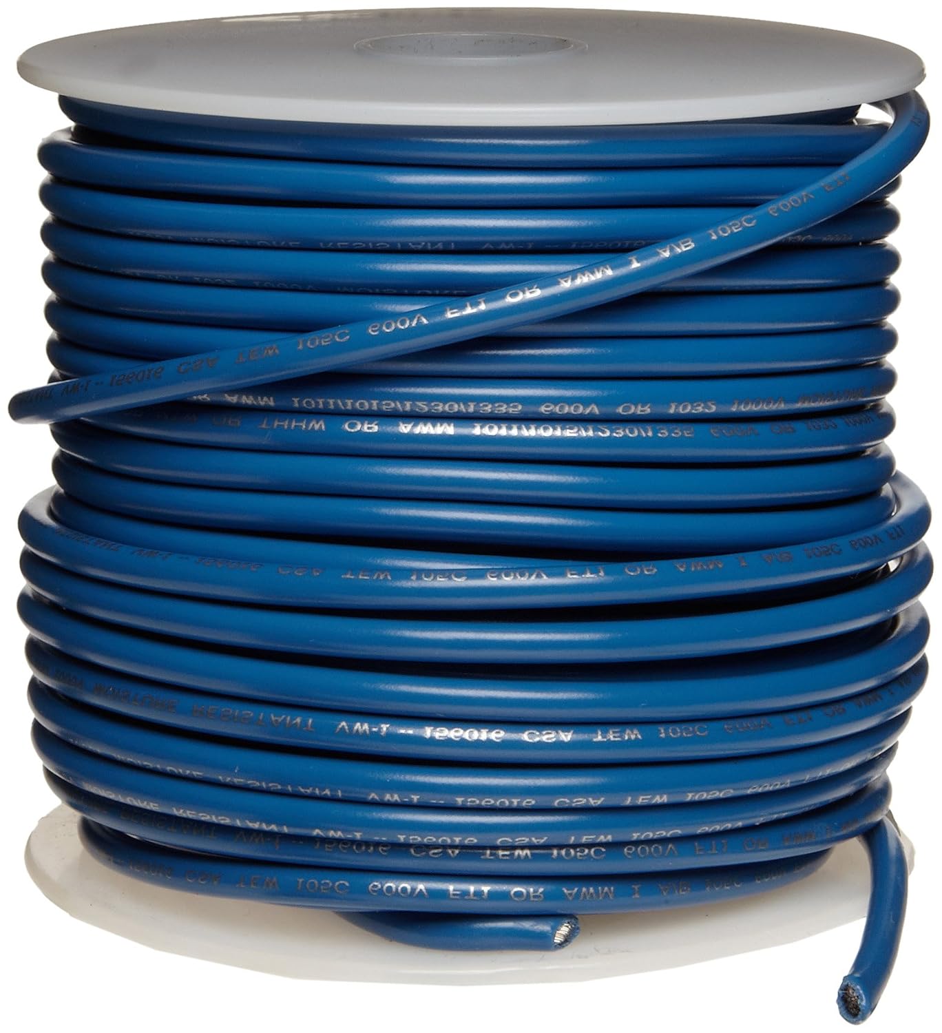 UL1015 Commercial Copper Wire, Bright, Blue, 18 AWG, 0.0403" Diameter
