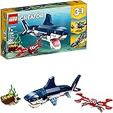 LEGO Creator 3 in 1 Deep Sea Creatures, Transforms from Shark and Crab to Squid to Angler Fish, Sea Animal Toys, Gifts for 7 