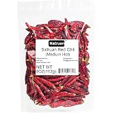 Natruen Dried Sichuan Red Chili Pods 4 oz, Medium Hot, Whole Chilies | Medium Hot, Perfect for Chili Oil, chili paste, hot po