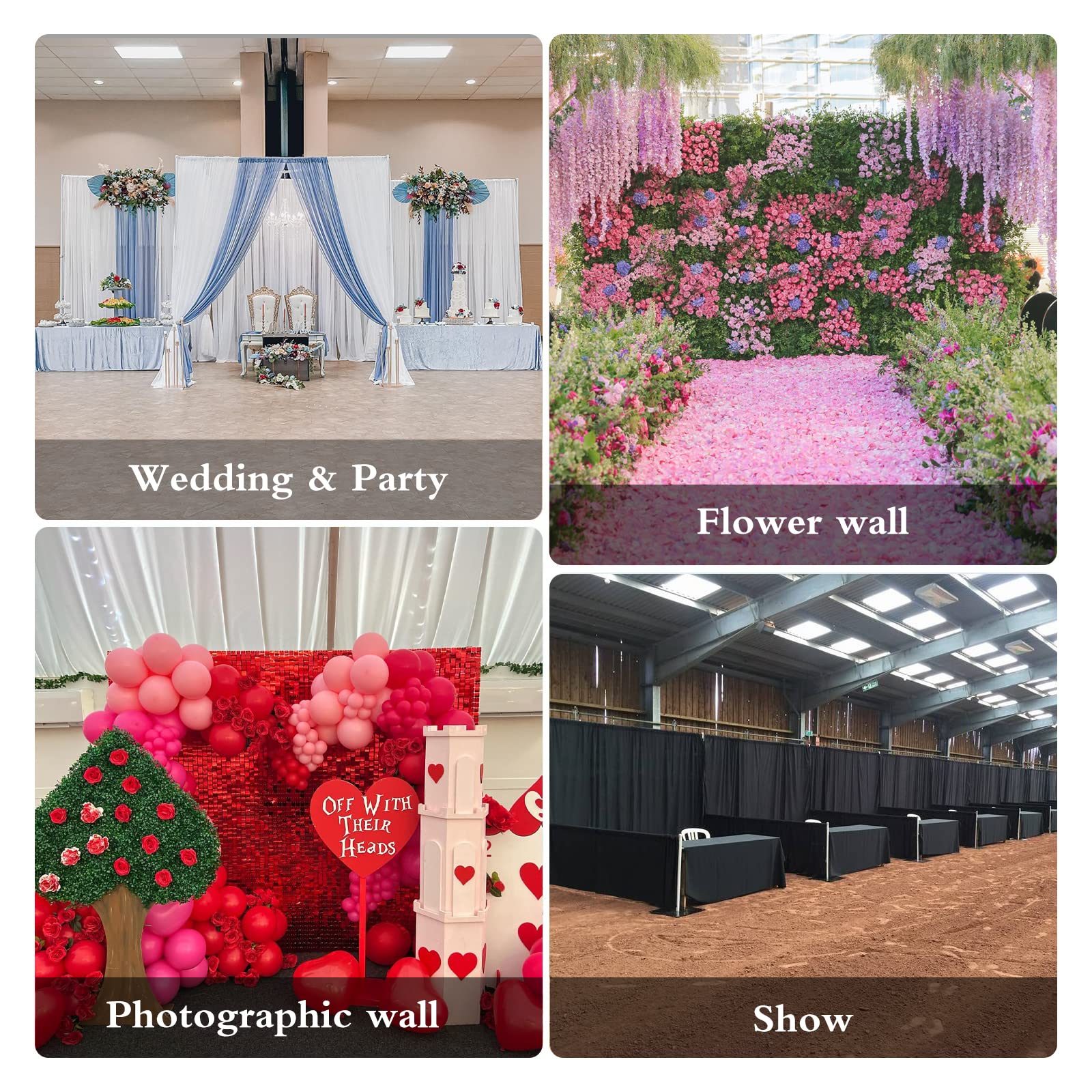 Pipe and Drape Backdrop Stand,8ft x 10ft Backdrop Stand, Adjustable Metal Heavy Duty Wedding Background for Parties Birthday Party Baby Shower Wedding Decorations