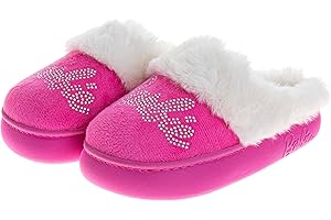 Josmo Barbie Girls Slippers Cozy Fuzzy Plush House Shoes Warm Indoor Outdoor Kids Bedroom Slippers for Little Kid Big Kid Adults