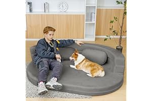 CVORTLL 3-in-1 Folding Sofa Bed with Pillow, Memory Foam Bean Bag Chair, Large Convertible Couch for Adults Play Together, Bedroom, Living Room, Apartment（Grey）