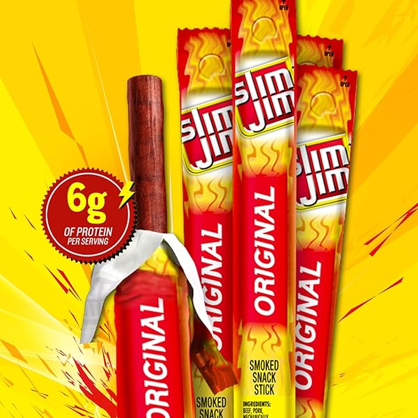 SLIM JIM GIANT SMOKED MEAT STICKS, ORIGINAL FLAVOR, KETO FRIENDLY, 0.97 OZ. 24-COUNT