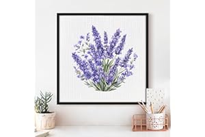 Lavender Cross Stitch Kits - Cute Flowers Series | Beginner-Friendly DIY Embroidery Kit with 11CT Fabric & Vibrant Threads | 