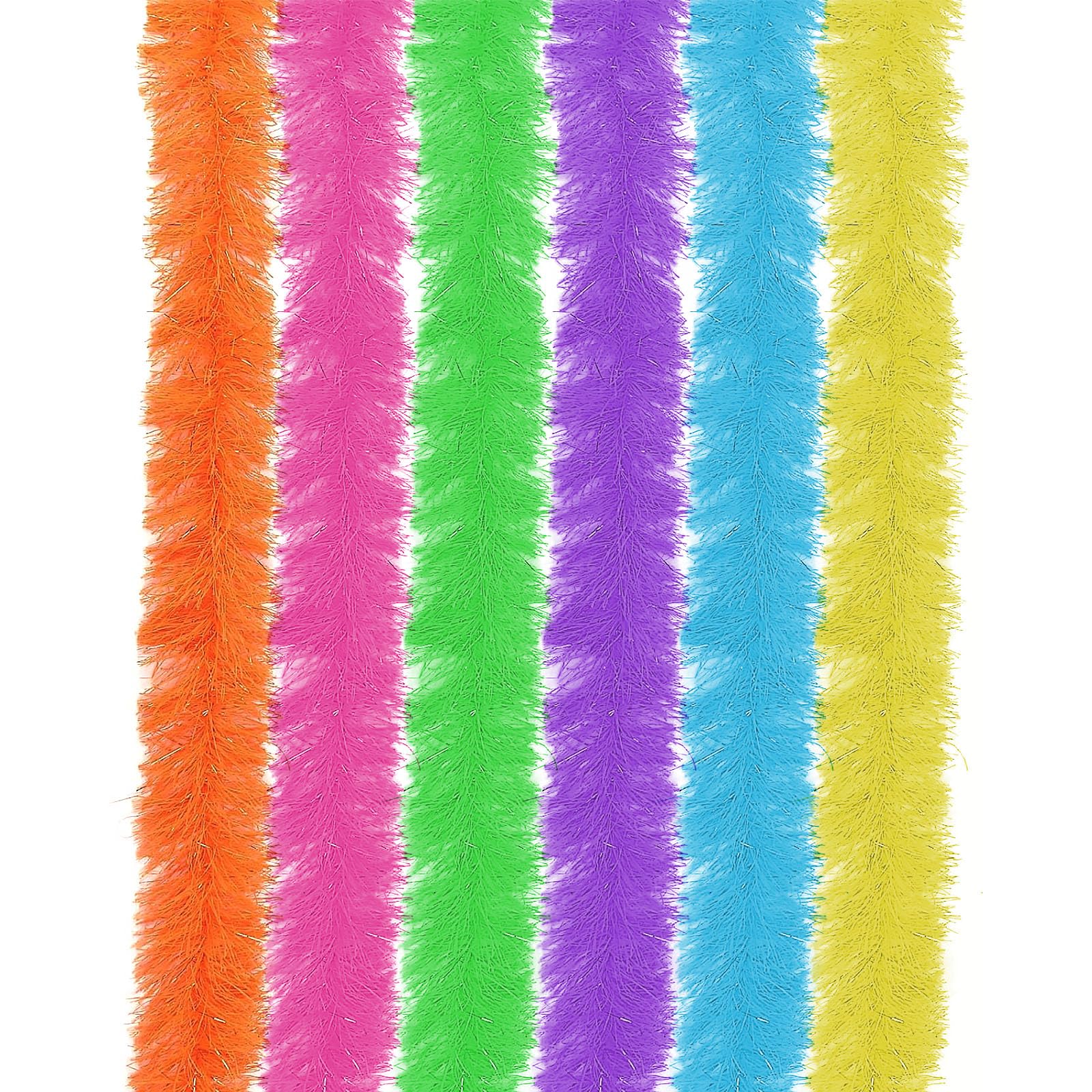 GWAWG 6 PCS Feather Boas Multipack, 6 Colors Available Artificial Feather Boas, Artificial Fluffy Boa Decorations for Dancing Accessories