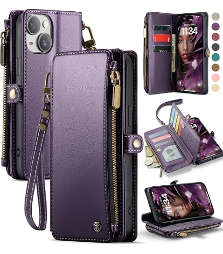 Asuwish Custodia A Portafoglio Per IPhone 14 Plus Con Vetro Temperato E 2 Cinturini – 3 Slot Carte E Cavalletto