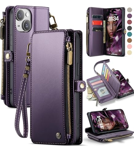 Asuwish Custodia A Portafoglio Per IPhone 14 Plus Con Vetro Temperato E 2 Cinturini – 3 Slot Carte E Cavalletto