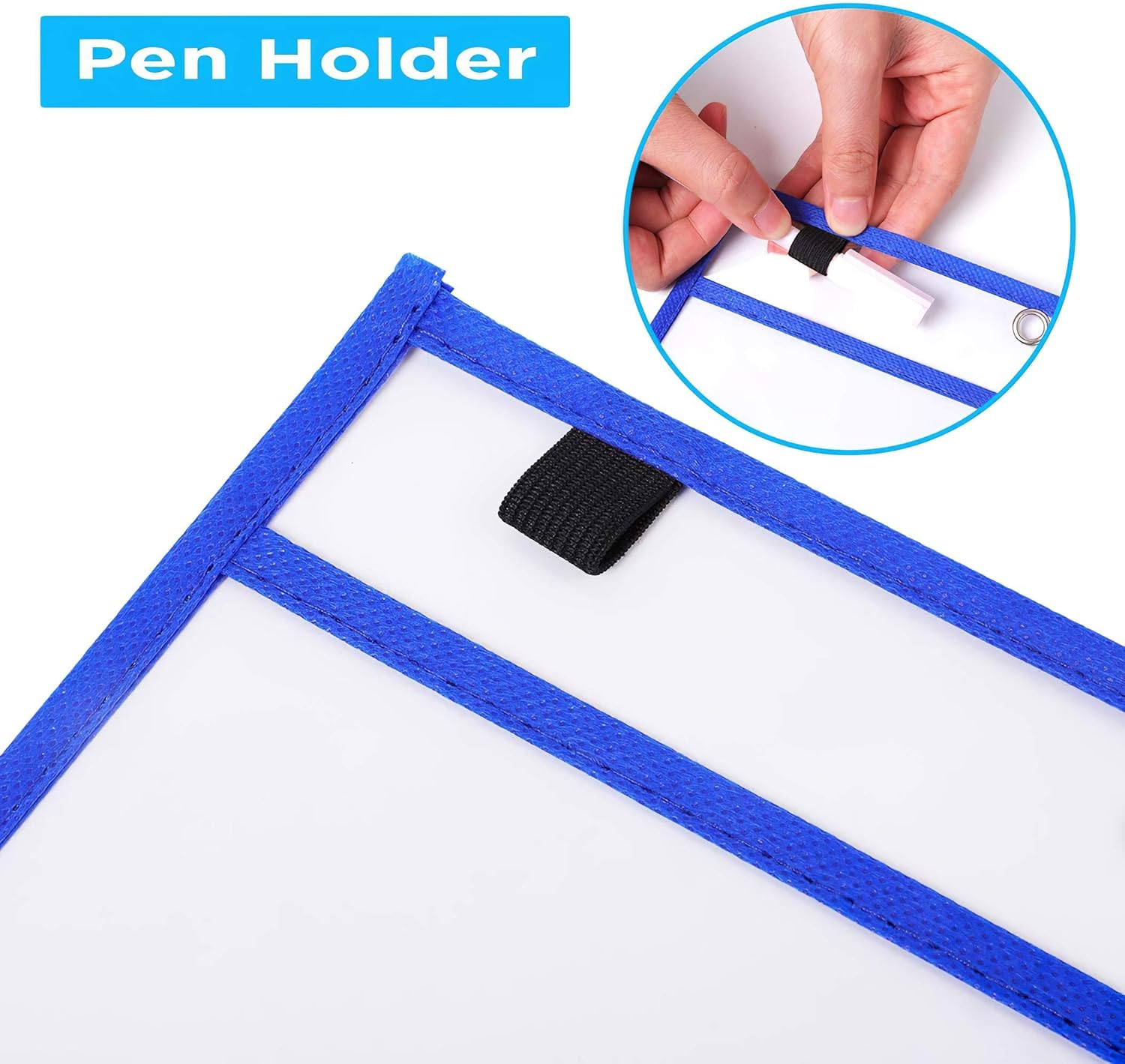 Puroma 35 Pack Dry-Erase Pockets Reusable Plastic Sleeves Assorted Colors Waterproof Pocket with 2 Rings for Classroom, School, Office, Home : Office Products