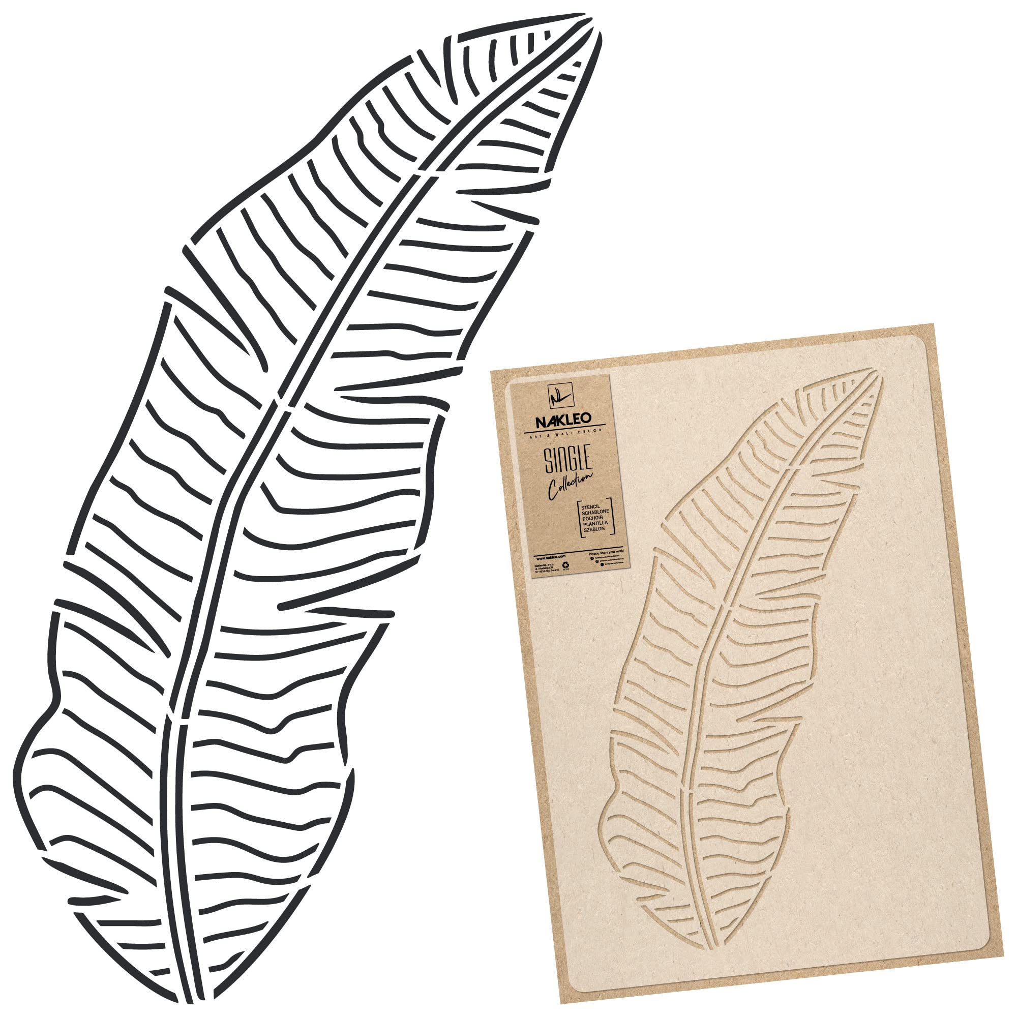 NAKLEO Floral Large Wall Painting Stencil 43x64 cm, Art Deco Banana Leaf Outline Pattern, Reusable Plastic Flower Template, DIY Art and Craft Home Decor, Floor Wood Fabric Furniture — image 1