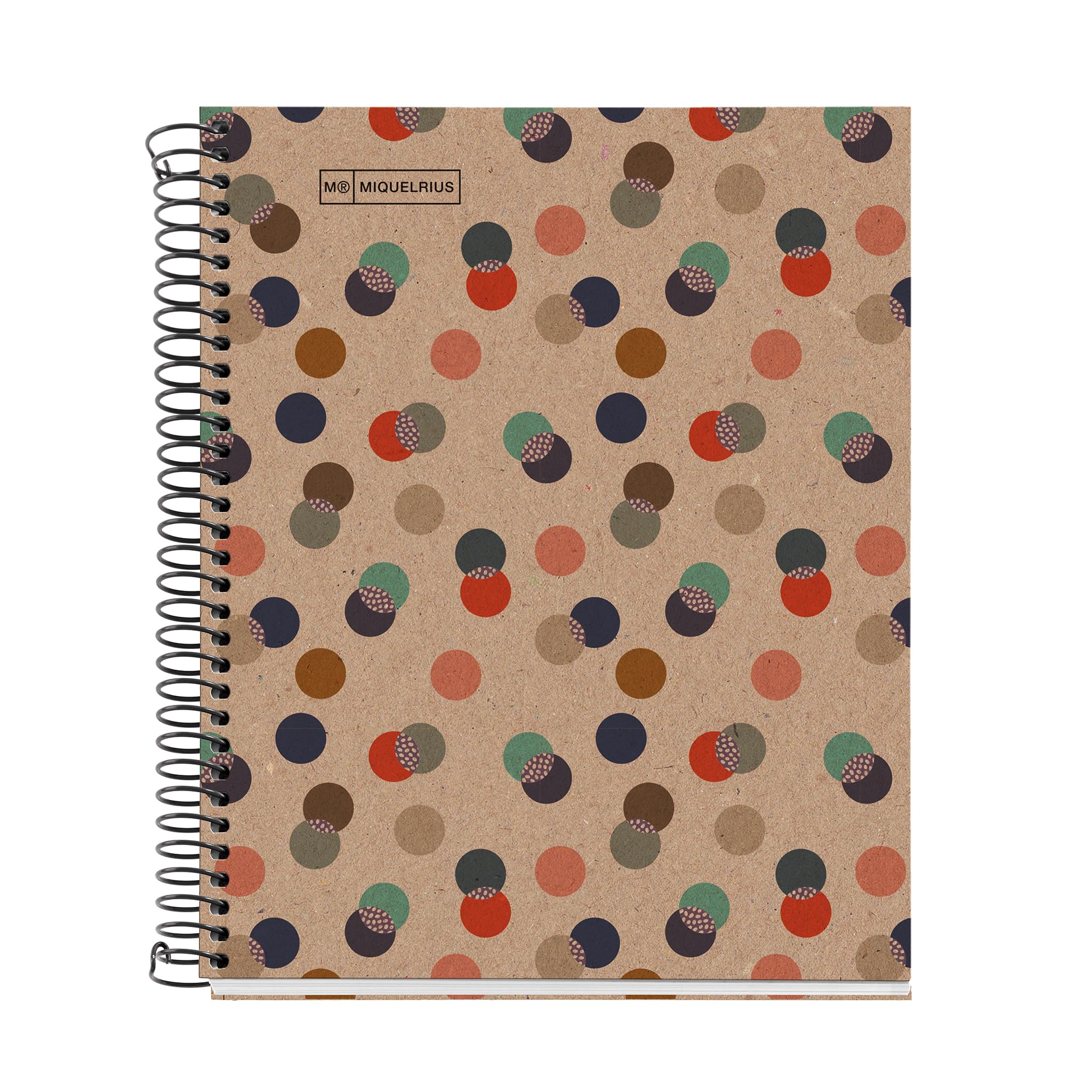Miquelrius - Recycled A5 notebook, 80 sheets of 80 g/m² recycled sheets, plain notebook with blank sheets for drawing, lettering or sketching, recycled cover, 2 holes, Confetti