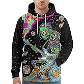 HIVICHI Graphic Hoodies for Men Funny 3D Print Cool Designed Novelty Fashion Pullover Hooded Sweatshirt