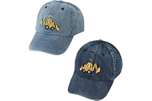 Winzik Toddler Hat, Toddler Boy Gifts Baseball Hats Cap Kids Excavator Ball Caps Adjustable Sun Hat Age 3-8