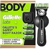 Gillette Labs Body + Intimate Razor For Men, Handle + 4 Blade Refills, Travel Cover