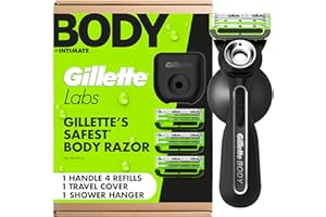 Gillette Labs Body + 男士私密剃须刀,手柄+4个刀片替换装,旅行罩