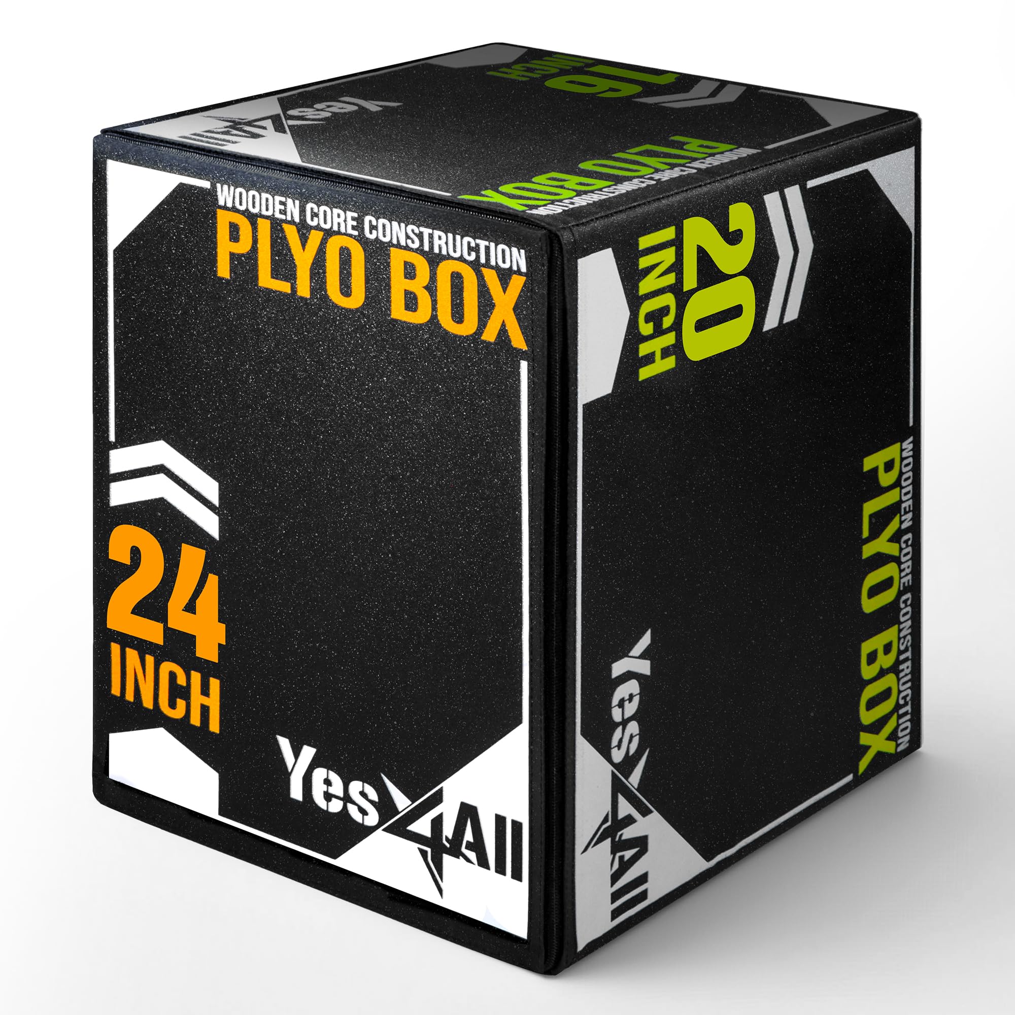 Yes4All 3-in-1 Soft-Padded Plyo Box With Wooden Core, Non-Slip Multi-Use Cushioned Plyometric Jump Box with Vinyl Cover for Jumping, Conditioning, Strength Training, 24" x 20" x 16" Image