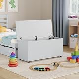Vida Designs Leon Toy Box White Wood 100x40x48cm Lift Lid Storage Ottoman view 2