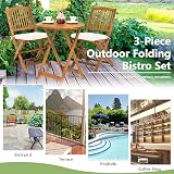 TANGZON Wooden Folding Bistro Set with Cushions, Acacia Garden Furniture view 7