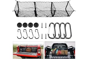 KAISHENGYUAN Truck Bed Cargo Net, Pickup Trunk Mesh Organizers and Storage for Chevy Silverado GMC Accessories 2013-2023 New-Premium Trunk Net with 3 Detachable Pocket - Cargo Net for Pickup