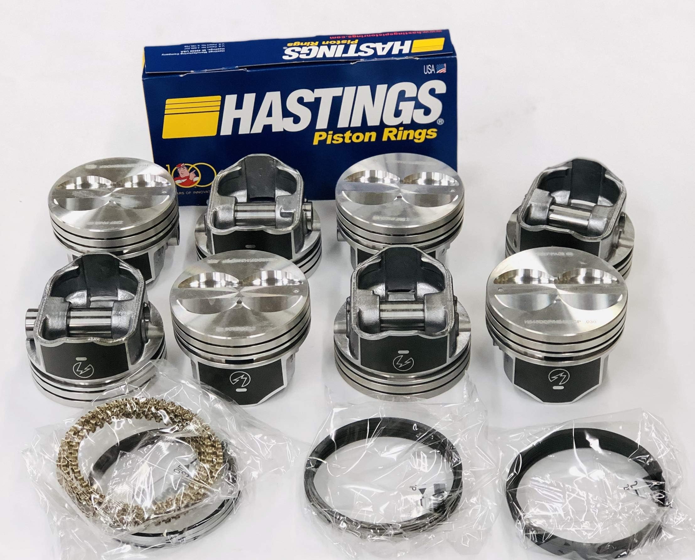 Sealed Power Speed Pro Hyper Pistons and MOLY Rings Combo compatible with Chevrolet SBC SB 350 5.7L +060" Over (4.060" Bore)