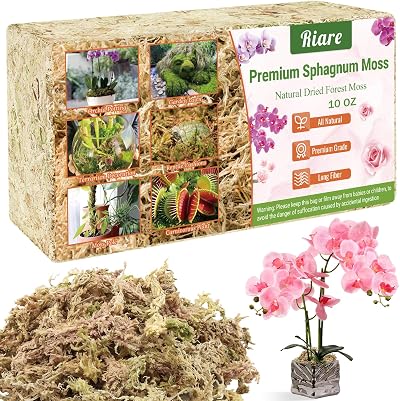 Riare 300g Natural Sphagnum Moss for Plants 12L Long-Fibered Orchid Moss
