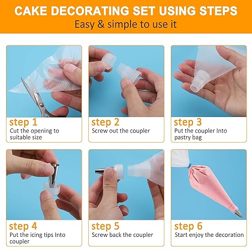 firstake Piping Bags and Tips Set 100pcs Disposable Piping Bags