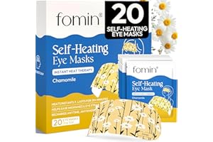 Fomin Self Heating Eye Mask - 20 Pack - Chamomile Heated Eye Mask Warm Compress for Eyes, Disposable Self Heating Steam Mask 