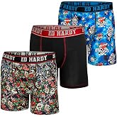 ED HARDY Boys Boxer Briefs Multipack Performance Underwear, Breathable Stretch Fabric, Tattoo Skull Graphic Designs