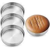 Leonyo 9½ Inch Round Cake Pans 4 Pack, Stainless Steel Layer Cake Pans 9½Inch Round Tins Set for Baking, Metal Circle Tin for Birthday Wedding Party, Dishwasher Oven Safe