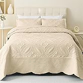 Cmfshape Oversize King Bedspread 128"x120",3 Piece California King Quilt,Lightweight Bed Quilt Set for All Season,Modern Geometric Pattern Bedding Set Beige