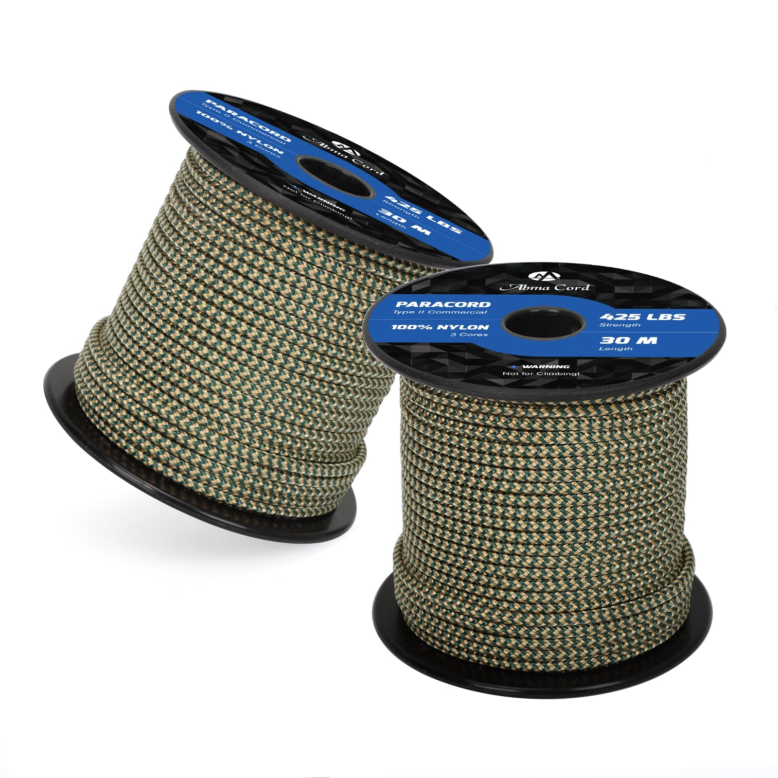 Abma Cord Paracord 425 lbs 3mm 100% Nylon 30M - Dark Green & Gold