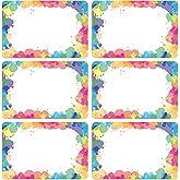 Lucleag 180PCS Watercolor Rainbow Name Tags Stickers, Rainbow Color Name Tag Labels Stickers for Back to School Classroom Student Office Desk Cubby Locker Theme Party Decoration, 2x3 inch