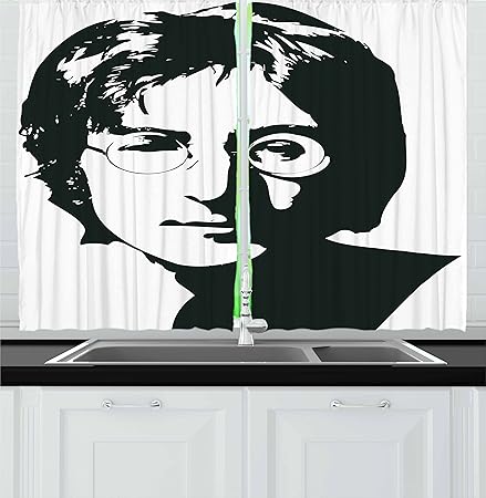 John Lennon Decor Kitchen Curtains By Ambesonne Classical Popular