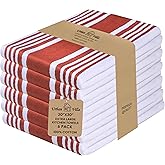 Urban Villa Kitchen Towels 100% Cotton Dish Towels for Kitchen (Set of 6) 20”x30” Dish Cloths Highly Absorbent Kitchen Linen Set with Hanging Loop Perfect for Drying Dishes Cleaning Towels-Rust White