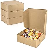 Fit Meal Prep 25 Pack Kraft Bakery Boxes, 8 x 8 x 3 Inches Brown Pastry Boxes, Cardboard Treat Boxes Pie Boxes Cookie Boxes Dessert Boxes for Cupcakes, Chocolates, Donuts, Macarons
