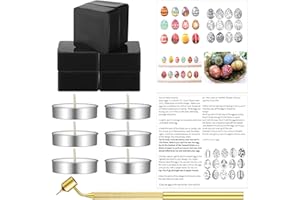 Huquary 14 Pcs Easter Egg Decorating Kit Include 6 Egg Beeswax 1 Fluid Metal Pen 6 White Tea Light Candles and Instruction fo