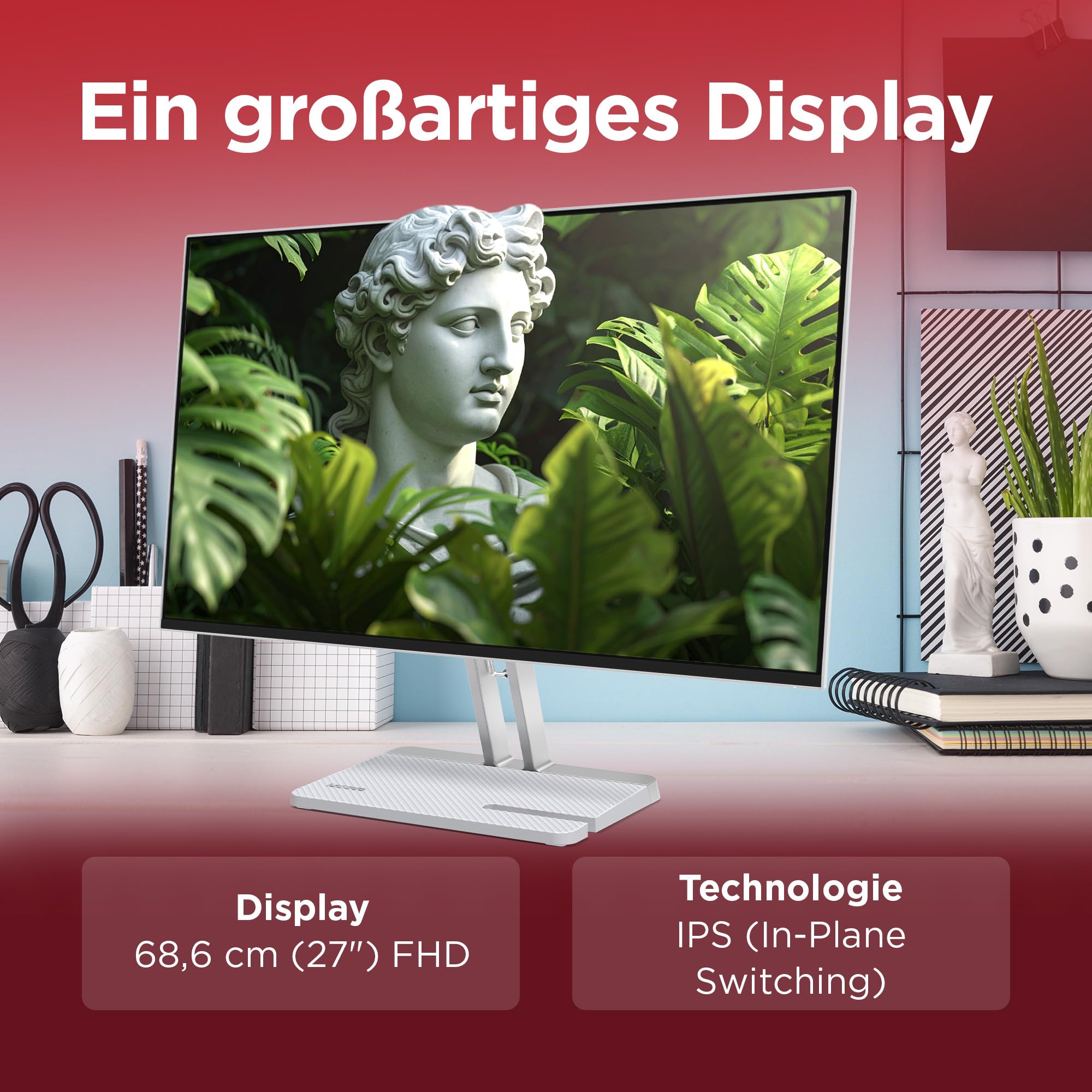 Lenovo L27-4C | 27" Full HD WLED Monitor | 1920x1080 | 16:9 | 144Hz | 1ms Reaktionszeit | HDMI | VGA | Audio 3.5mm | 4-seitig-Panel | TÜV Augenschutz | AMD FreeSync | grau | 3.9 kg 6