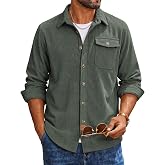 COOFANDY Mens Corduroy Shirt Long Sleeve Button Down Casual Shirts Jacket | Lightweight Corduroy Jacket with Chest Pocket and Pen Slot, Fall Overshirt for Daily Wear or Working