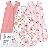 Looxii Baby Sleep Sack 0.5 TOG, 100% Cotton 3 Pack Wearable Blanket Baby Sleep Bag for Newborn Infant, 2-Way Zipper Lightweight Toddler Sleeping Sack 6-12 Months