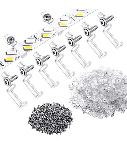 Pack 100 Soportes Y Tornillos Para Tira LED 10 Mm - Clips Transparentes De Montaje, Impermeables, Fácil Instalación