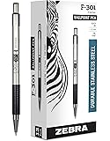 Zebra F-301 Ballpoint Stainless Steel Retractable Pen, Fine Point, 0.7mm, Black Ink, 12-Count (Packaging may vary)