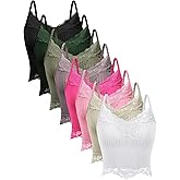 Geyoga 8 Pack Womens Y2k Crop Tops Fairy Grunge Clothes Lace Patchwork Tops V Neck Cami Ribbed Knitted Tank for Women