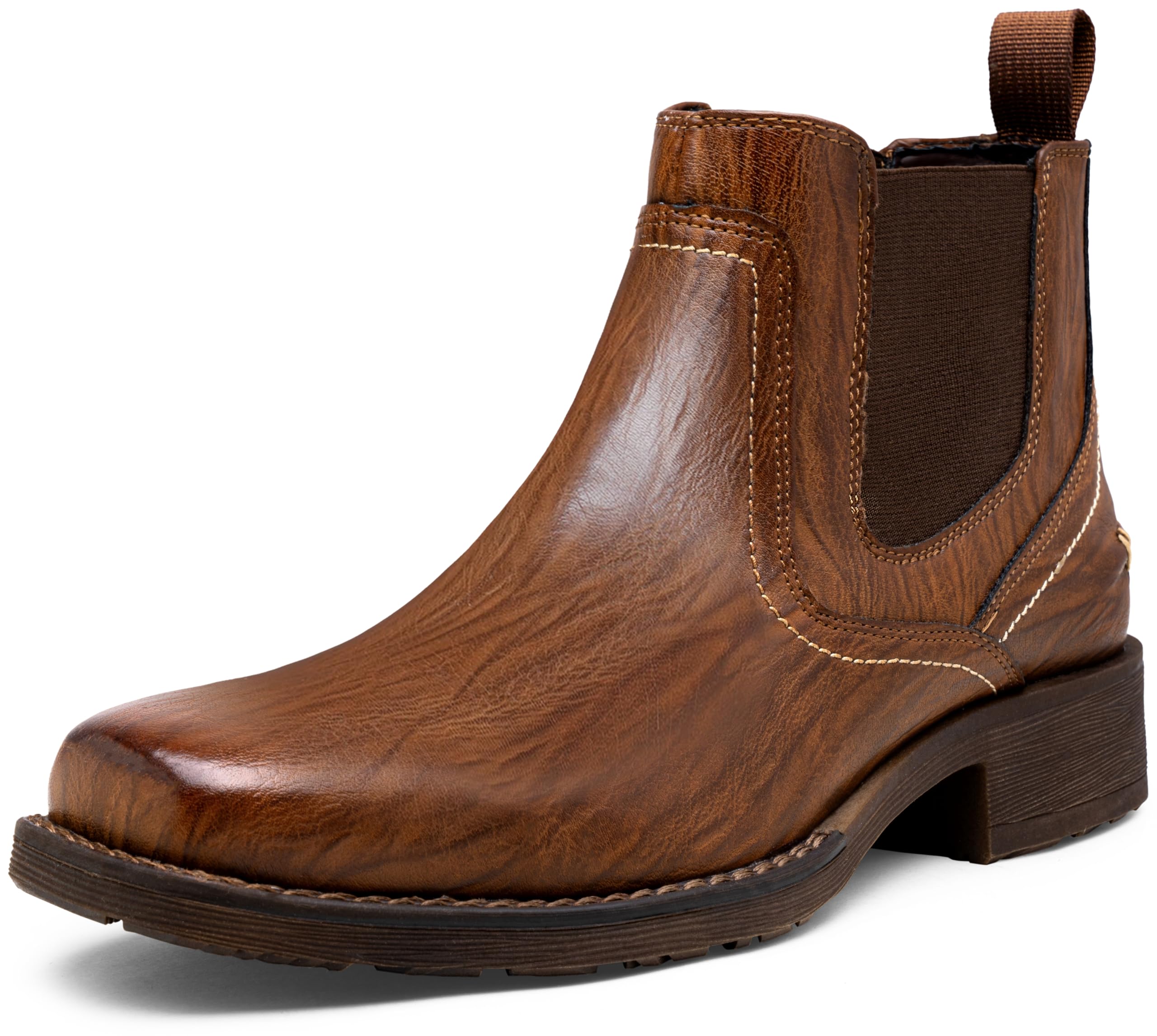 Photo 1 of Jousen Chelsea Boots Men Square Toe Ankle Mens Dress Boots Casual Slip On Boots for Men(AMY8421 brown 9)