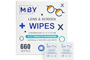 MTBHY Lens Cleaning Wipes (660 Total Wipes) | Pre-Moistened Individually Wrapped Wipes | Non-Scratching & Non-Streaking | Safe for Eyeglasses, Goggles, & Camera Lens (660)